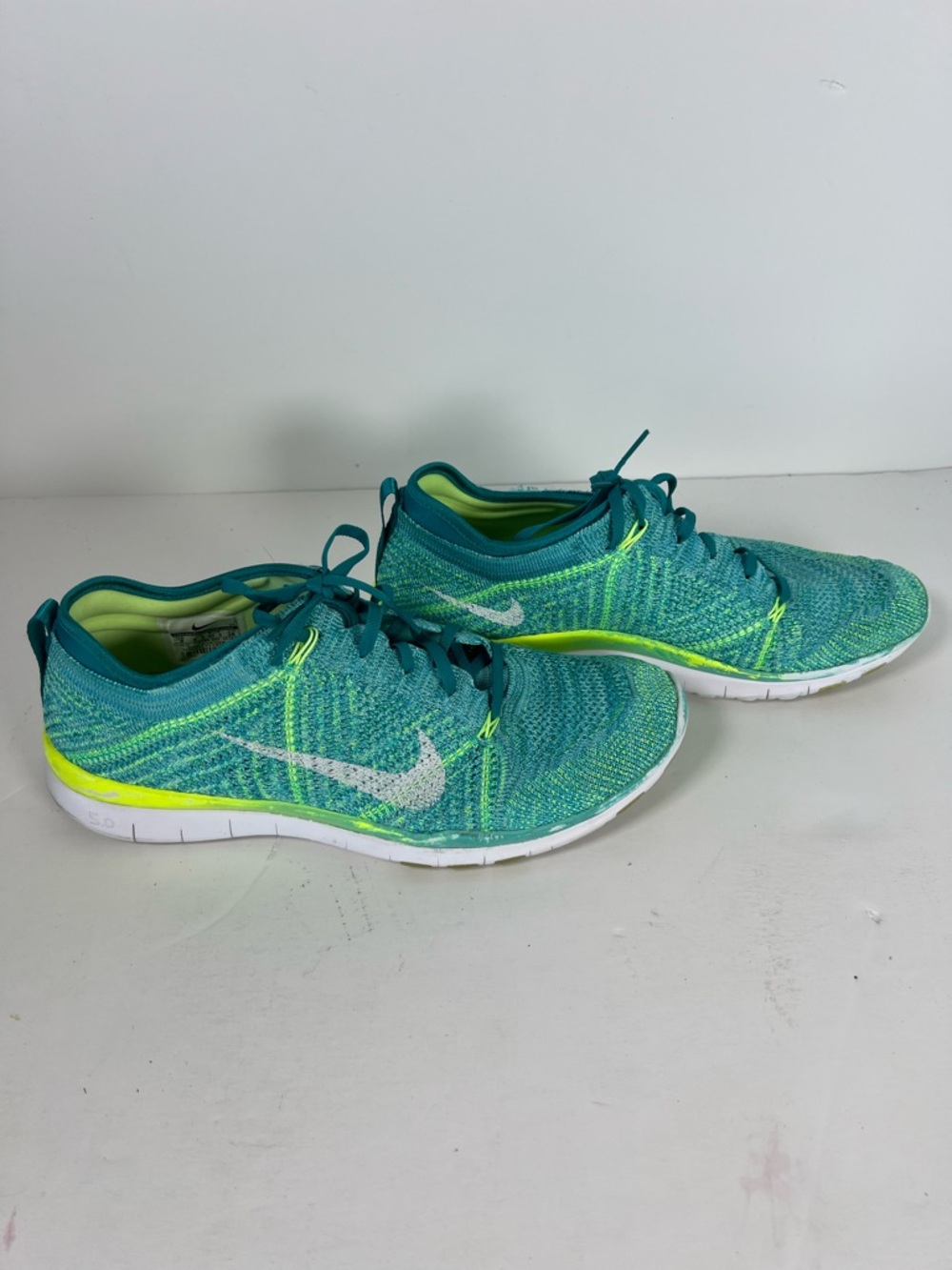 Nike Teal & Neon Yellow Flyknit Running Shoes